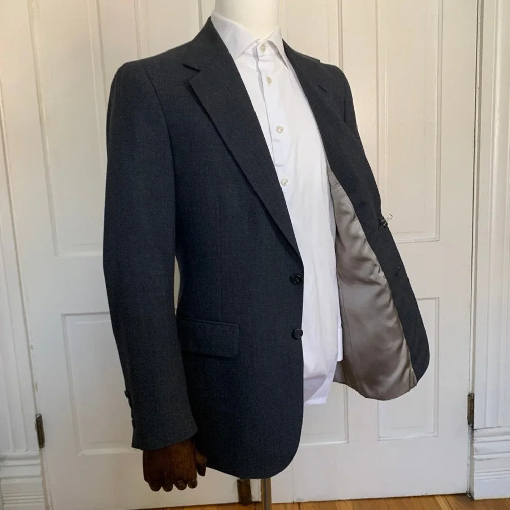 Vintage Polo University Club Ralph Lauren Gray Virgin Wool Blazer USA Mens 40R